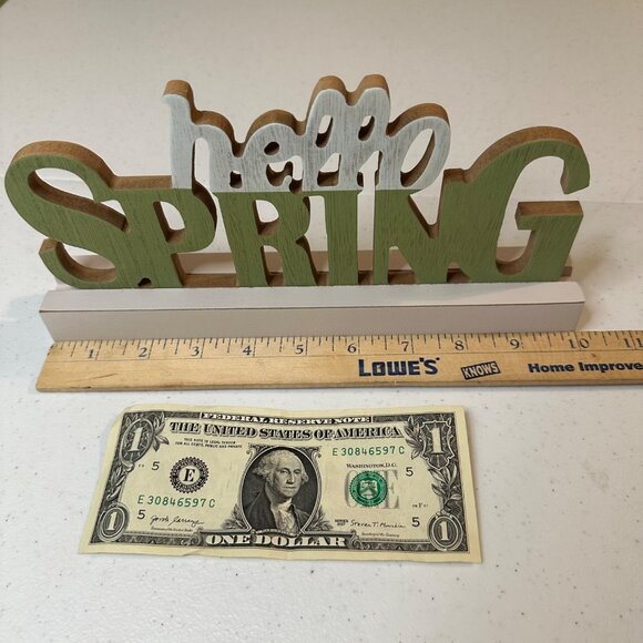 Hello Spring word sign spring decoration rustic farmhouse table word art decor - Picture 4 of 7